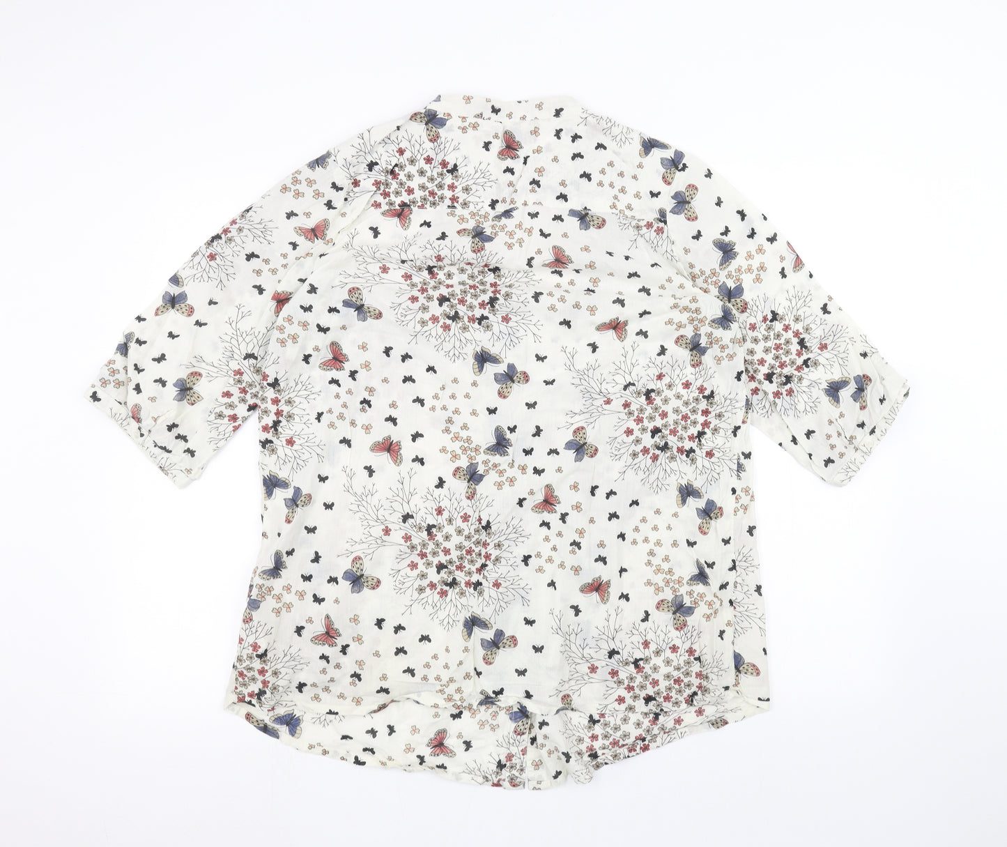 Being casual Womens White Floral  Basic Button-Up Size 16