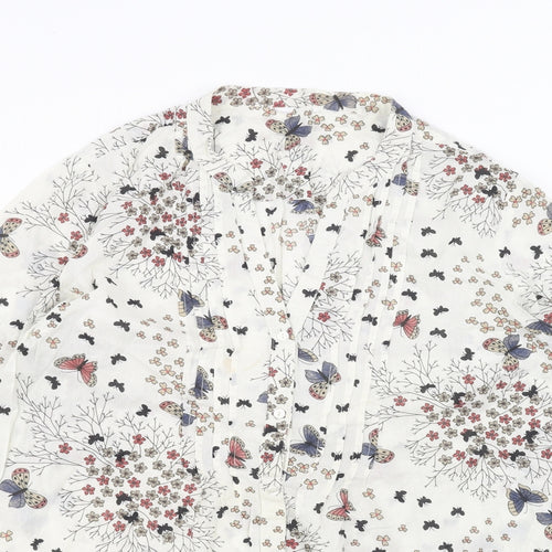 Being casual Womens White Floral  Basic Button-Up Size 16