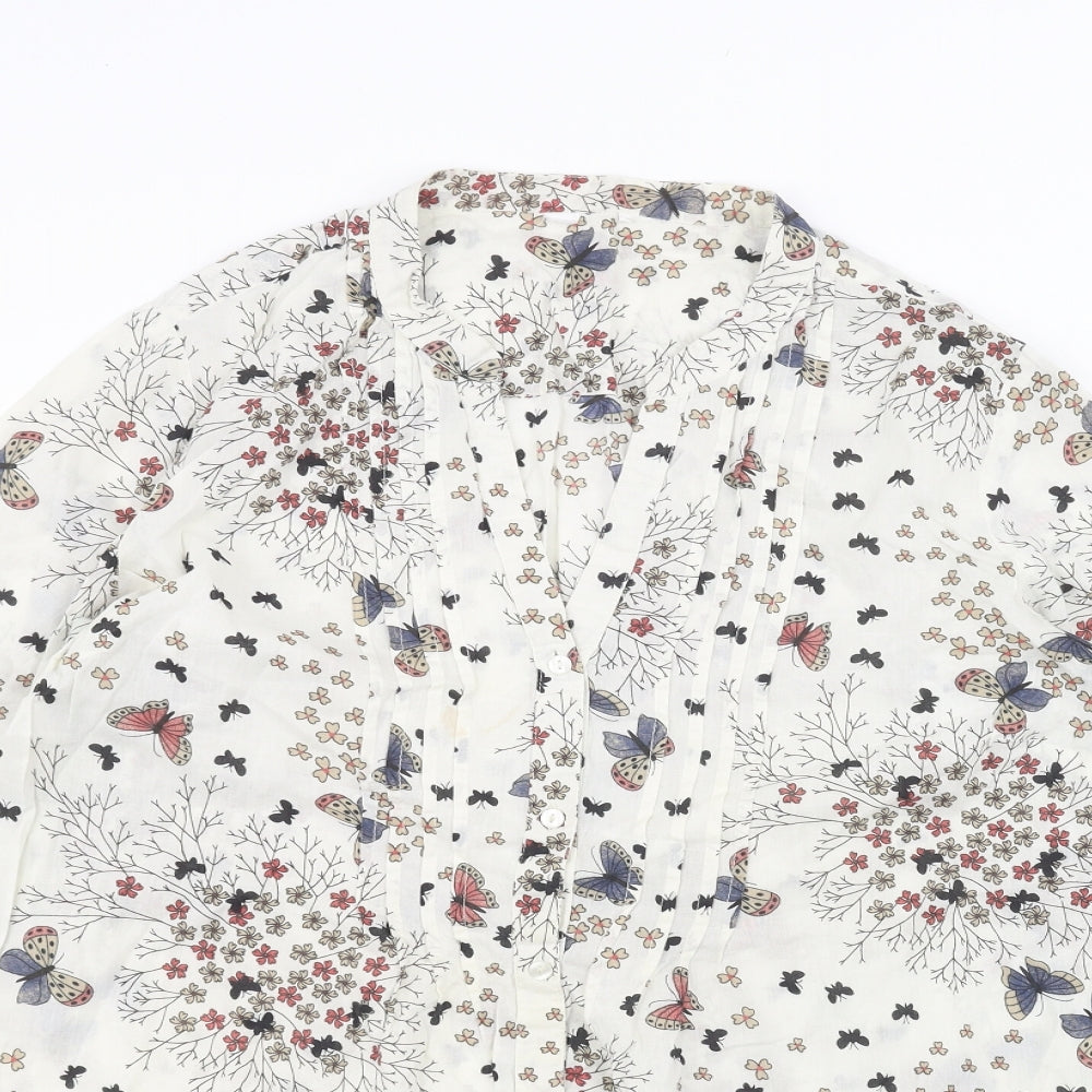 Being casual Womens White Floral  Basic Button-Up Size 16