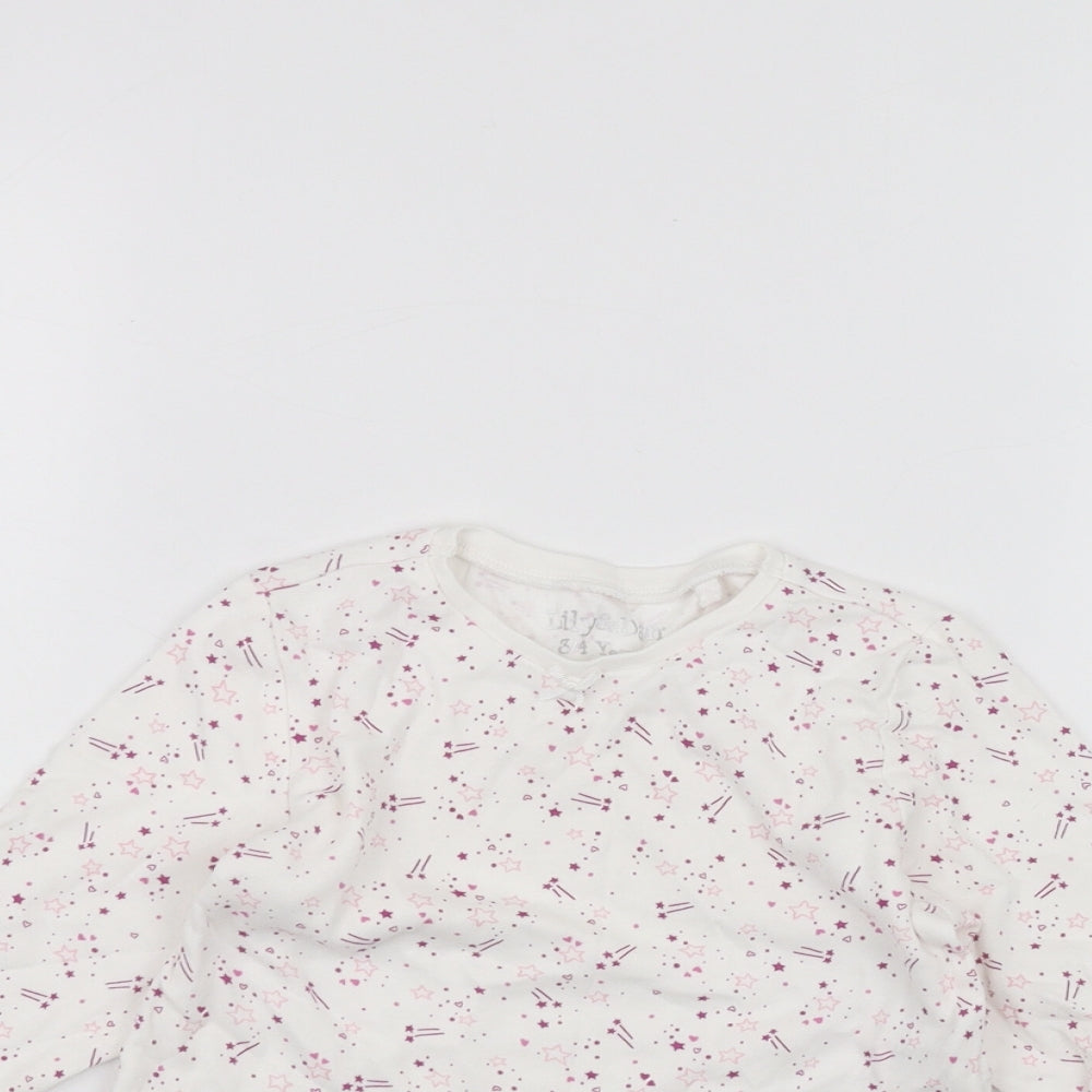lily & dan Girls White   Basic T-Shirt Size 3-4 Years