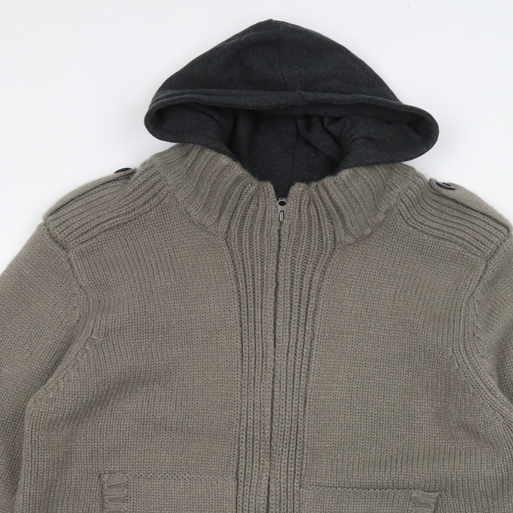 George Mens Brown   Full Zip Hoodie Size L
