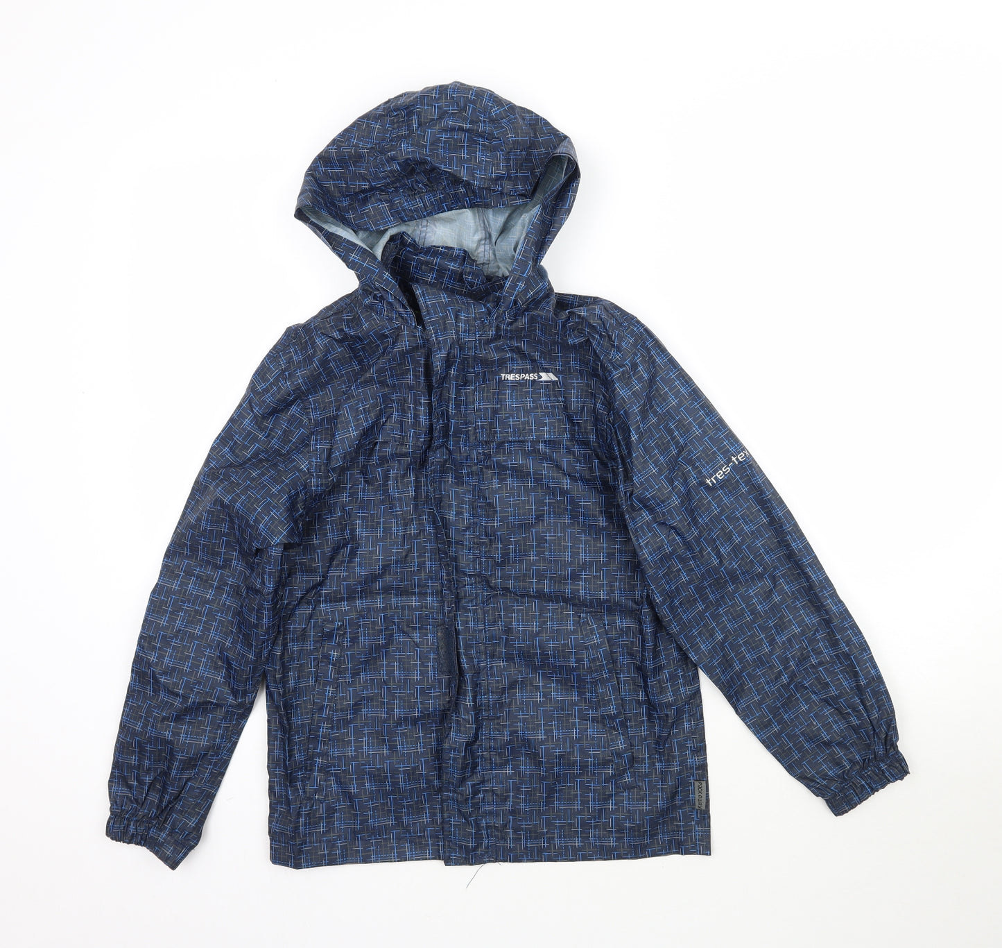 Trespass Boys Blue Geometric  Rain Coat Coat Size 9-10 Years
