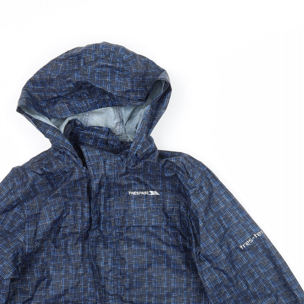 Trespass Boys Blue Geometric  Rain Coat Coat Size 9-10 Years
