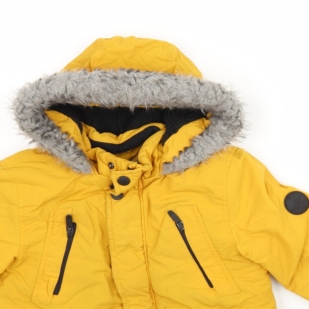 Primark Boys Yellow   Parka Coat Size 2-3 Years