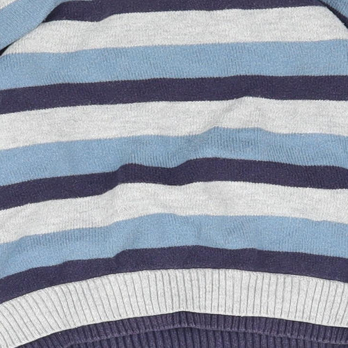 Preworn Boys Blue Striped Knit Pullover Jumper Size 9-12 Months  - Rock Band