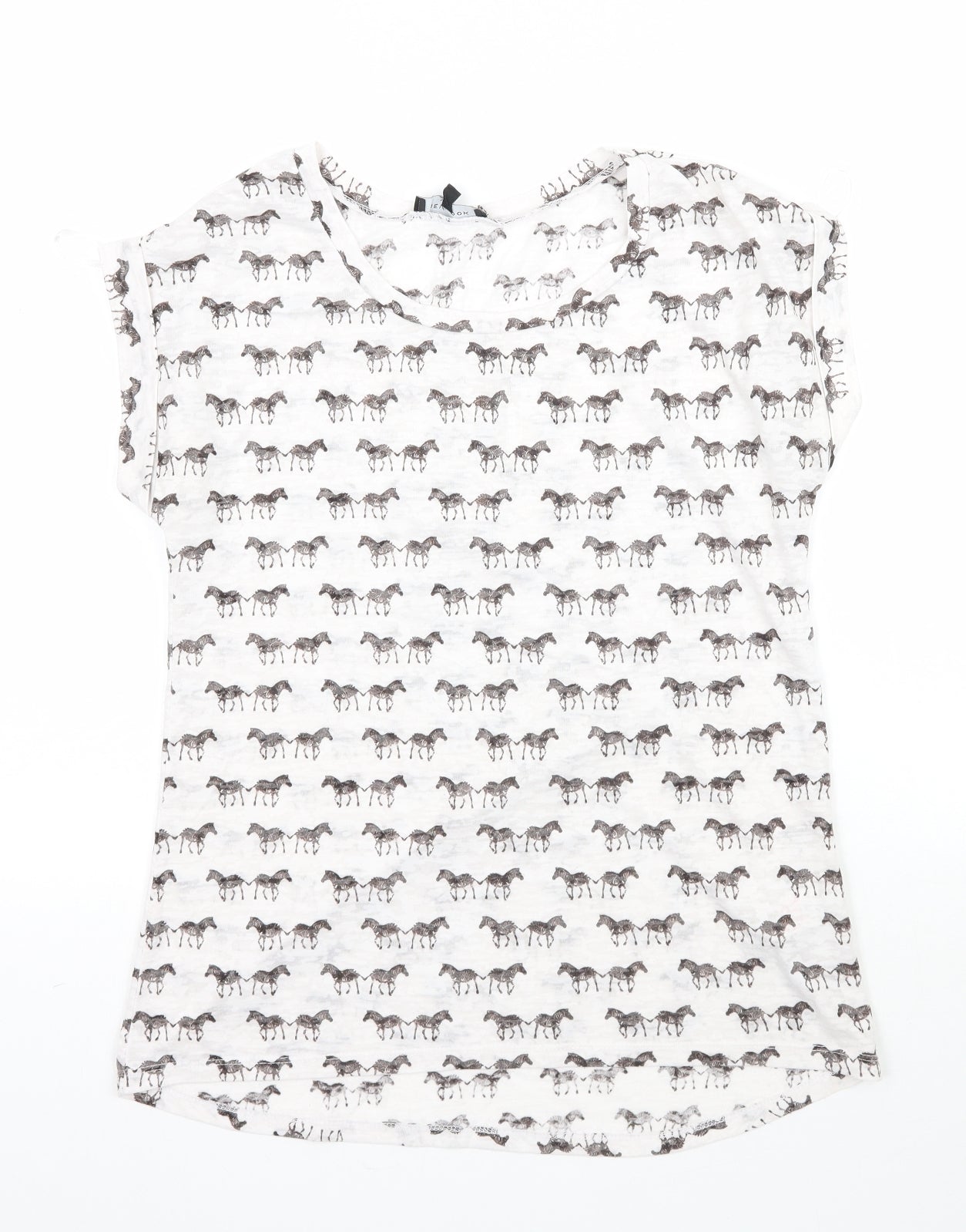 New Look Womens White   Basic T-Shirt Size 10  - Zebra