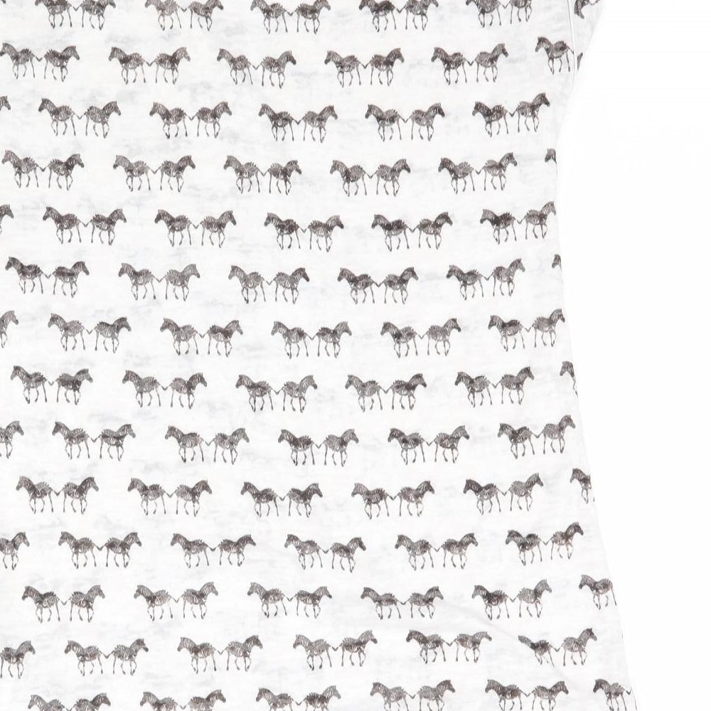 New Look Womens White   Basic T-Shirt Size 10  - Zebra