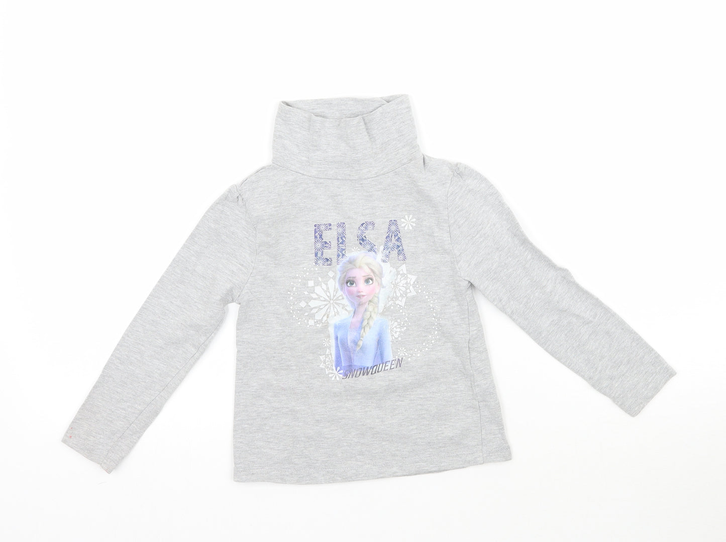 Disney Girls Grey   Basic T-Shirt Size 4 Years  - Frozen Elsa