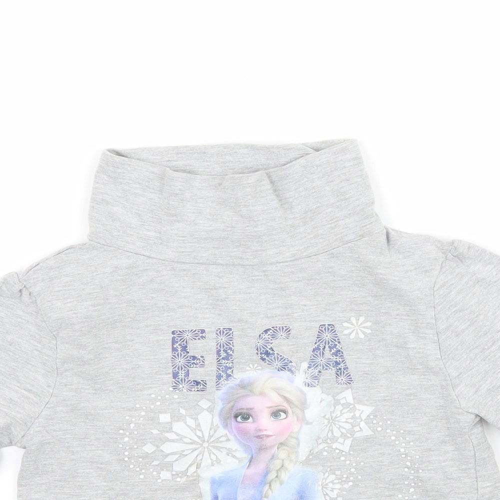 Disney Girls Grey   Basic T-Shirt Size 4 Years  - Frozen Elsa