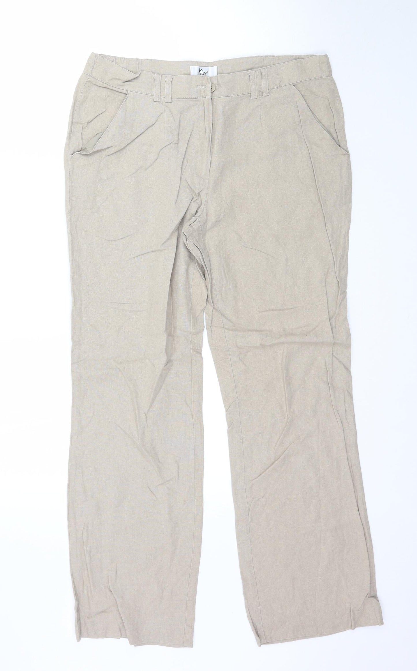 Klass Collection Womens Beige   Trousers  Size 12 L30 in