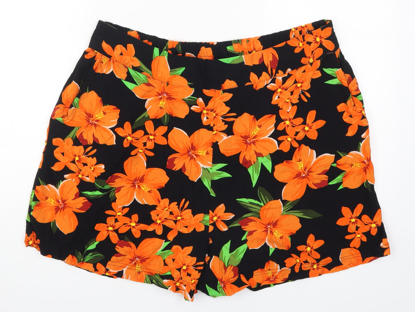 Capsule Womens Orange Floral  Bermuda Shorts Size 18