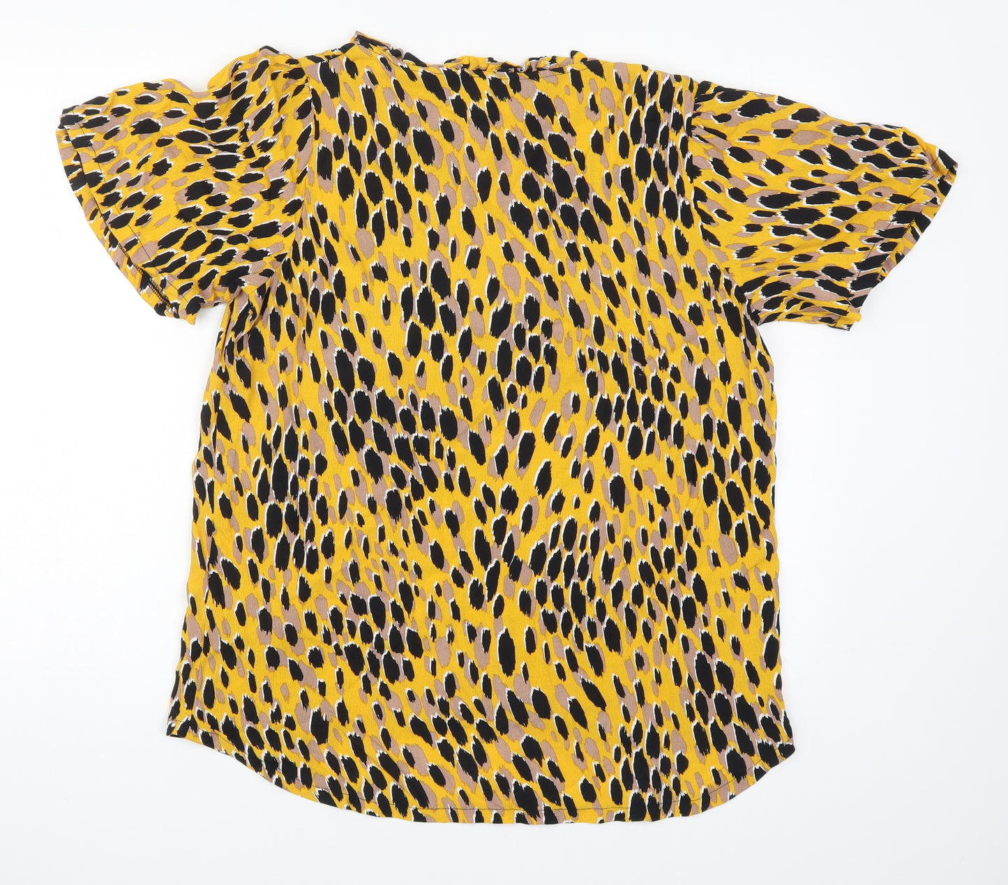 F&F Womens Yellow Animal Print  Basic T-Shirt Size 16