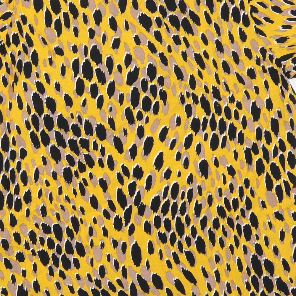 F&F Womens Yellow Animal Print  Basic T-Shirt Size 16