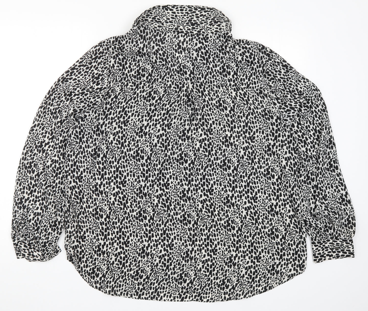 F&F Womens Black Animal Print  Basic Button-Up Size 18  - Black and White