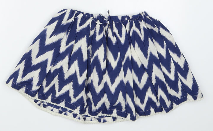 NEXT Girls Blue Geometric Skater Skirt Size 5 Years - Zig Zag