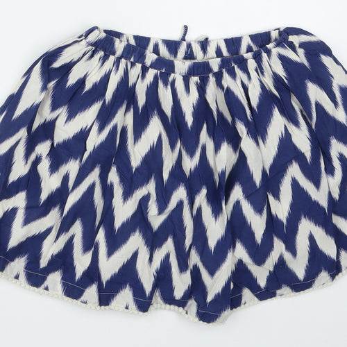NEXT Girls Blue Geometric  Skater Skirt Size 5 Years - Zig Zag