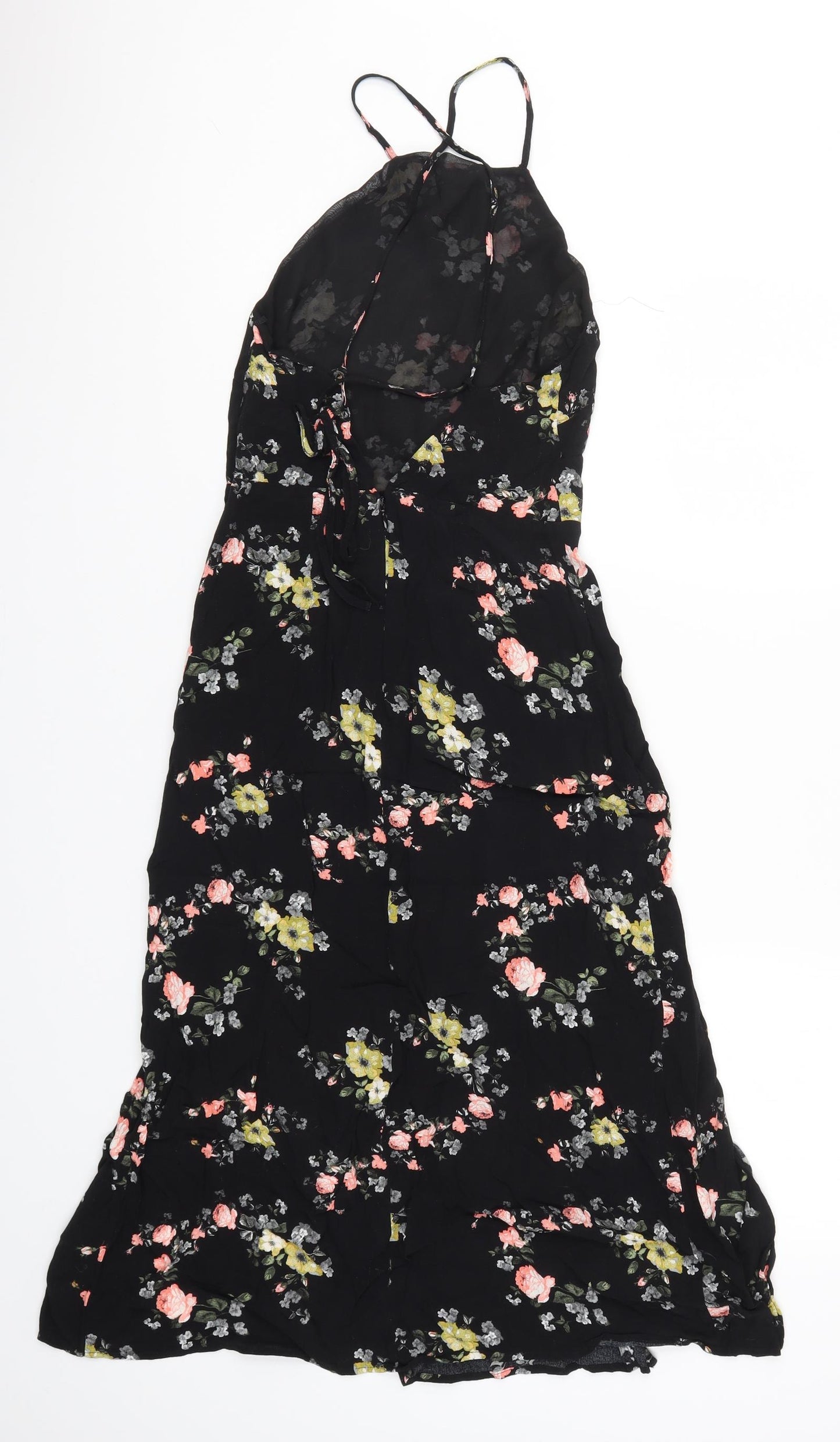 Topshop Womens Black Floral  A-Line  Size 8