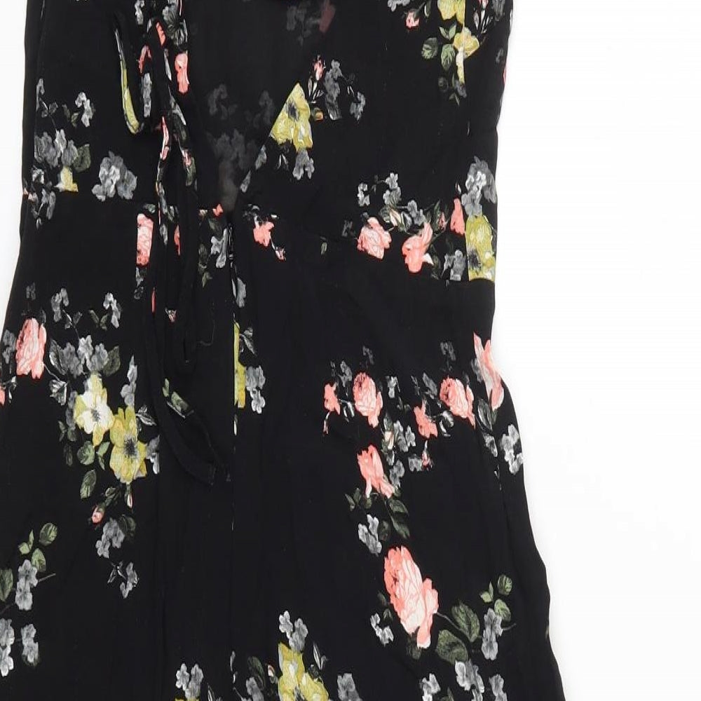 Topshop Womens Black Floral  A-Line  Size 8