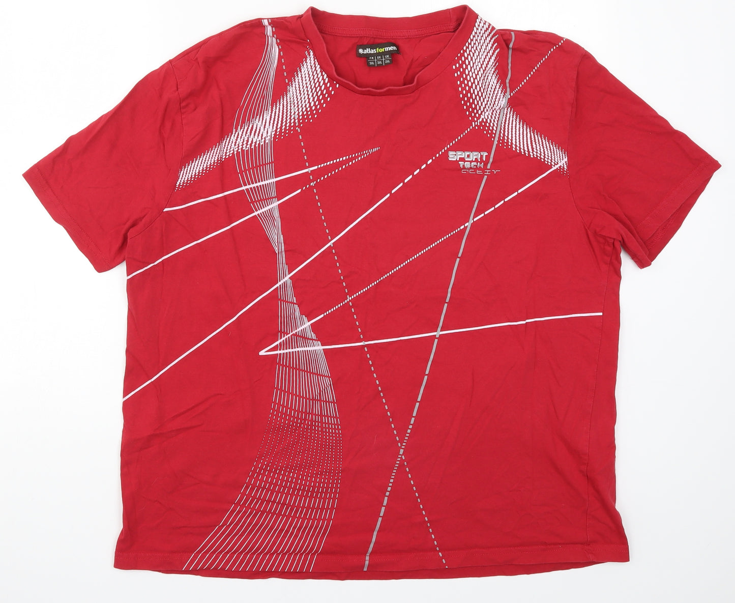Atlas Mens Red    T-Shirt Size 2XL  - Abstract