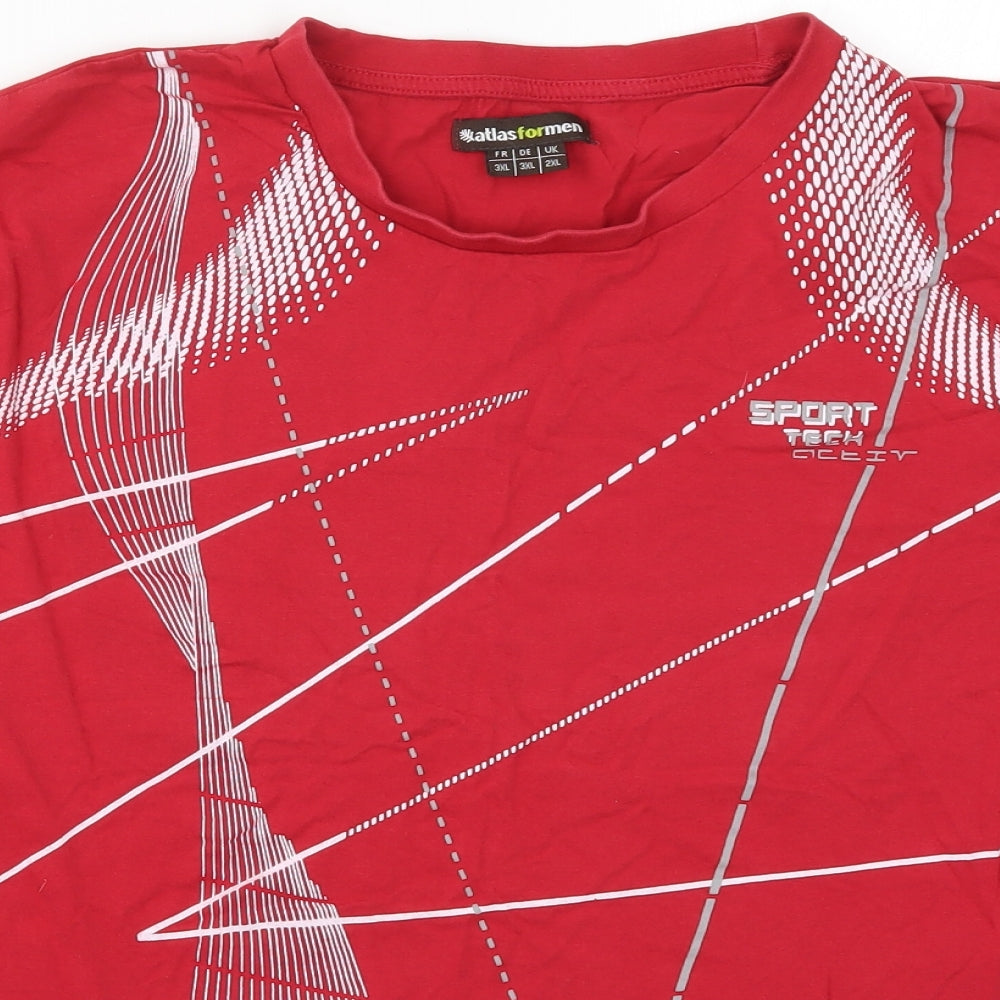 Atlas Mens Red    T-Shirt Size 2XL  - Abstract