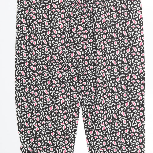 Preworn Womens Pink Animal Print  Trousers  Size L L30 in - Black and Pink Loungewear