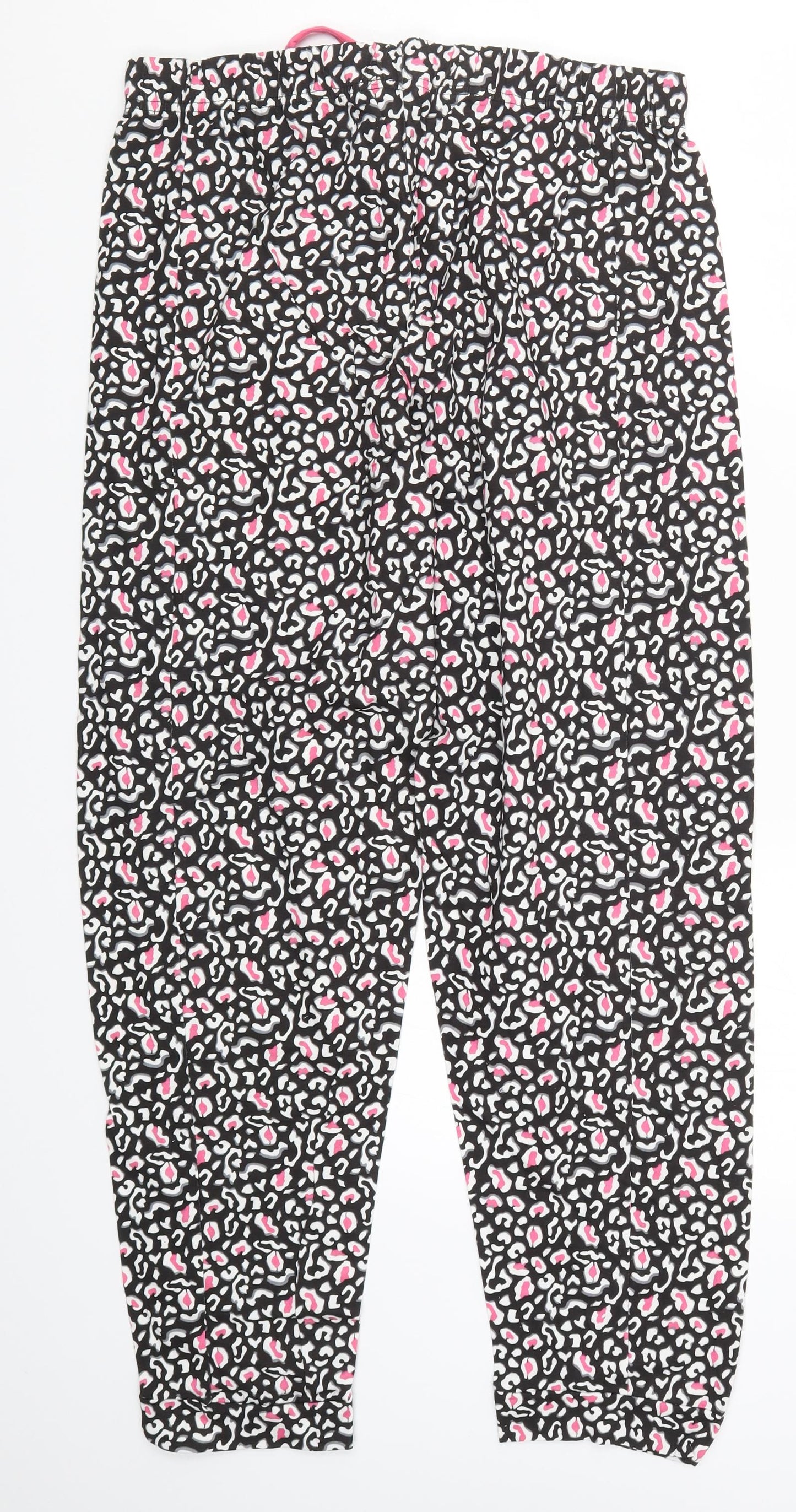 Preworn Womens Pink Animal Print  Trousers  Size L L30 in - Black and Pink Loungewear
