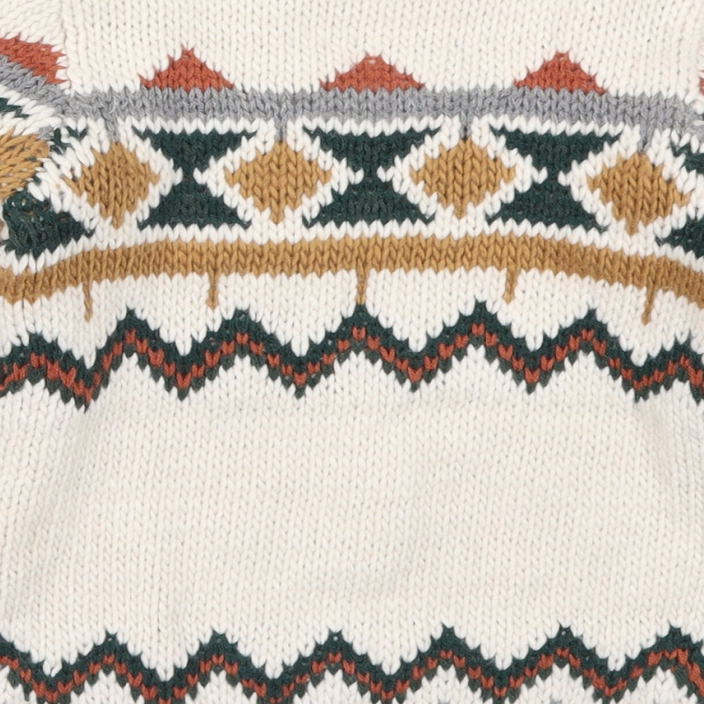 TU Boys Beige Fair Isle Knit Pullover Jumper Size 5-6 Years