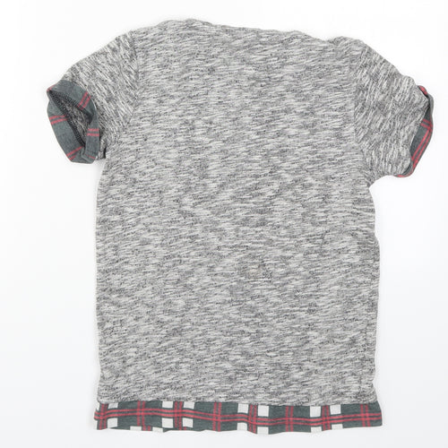 F&F Boys Grey Check  Basic T-Shirt Size 10-11 Years