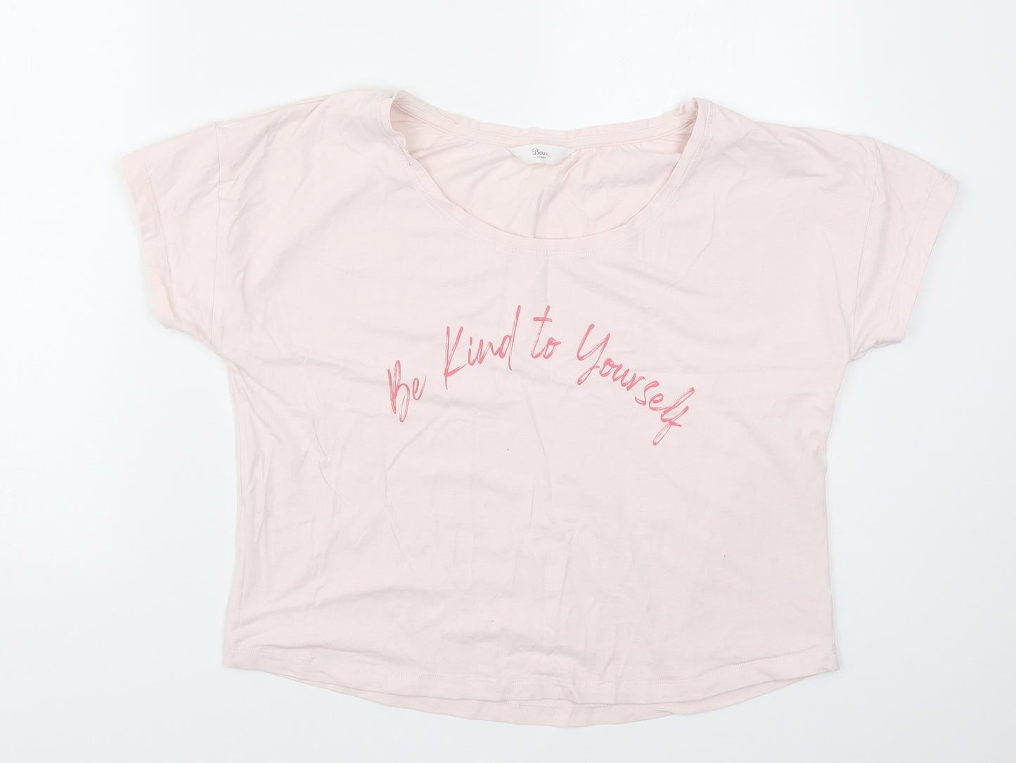 Boux Avenue Womens Pink Solid  Top Pyjama Top Size 12  - Be Kind to Yourself