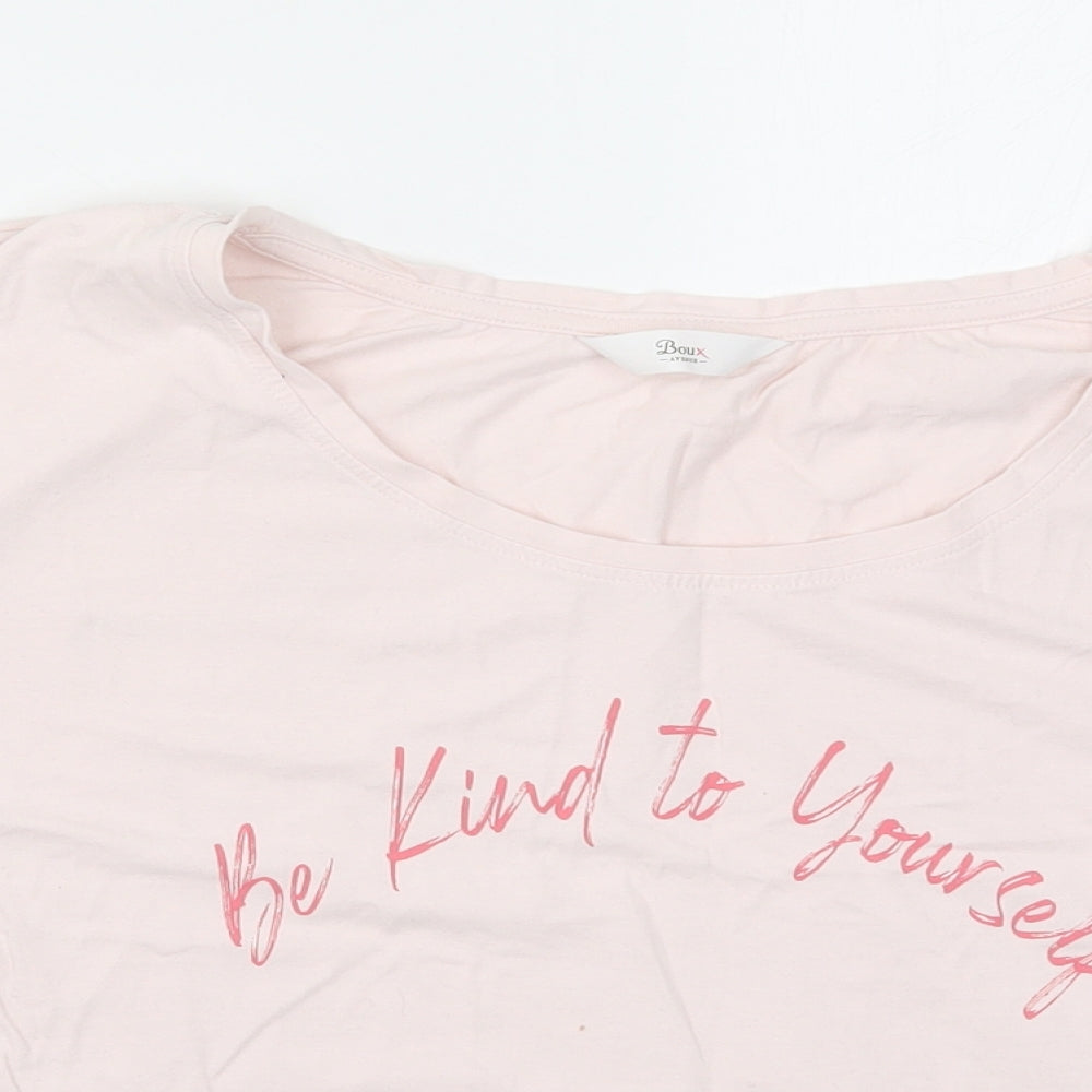 Boux Avenue Womens Pink Solid  Top Pyjama Top Size 12  - Be Kind to Yourself