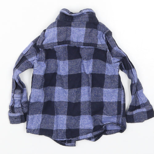 F&F Boys Blue Check  Basic Button-Up Size 9-12 Months