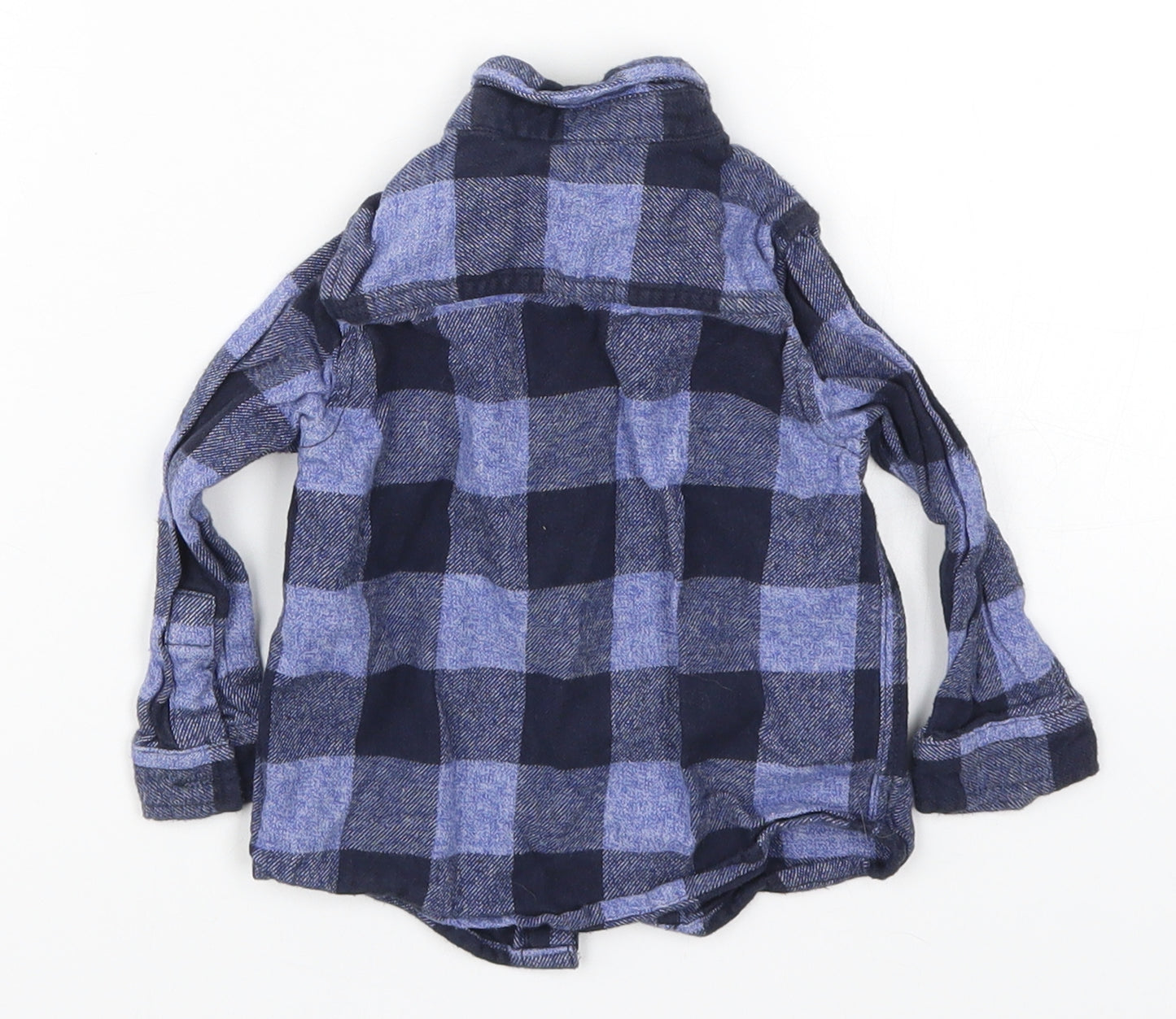 F&F Boys Blue Check  Basic Button-Up Size 9-12 Months