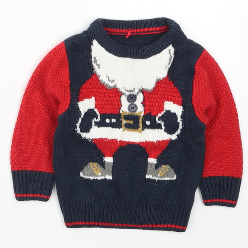George Boys Blue  Knit Pullover Jumper Size 9-12 Months  - Santa