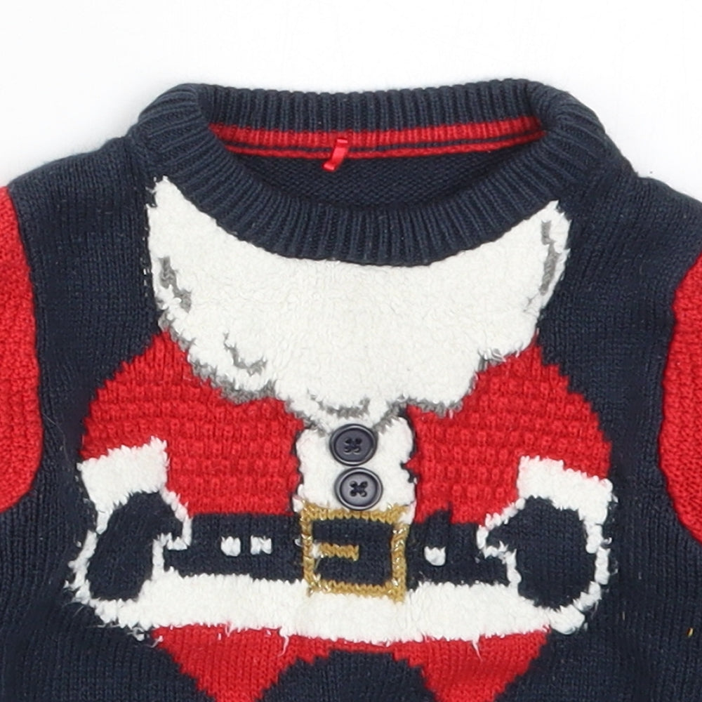 George Boys Blue  Knit Pullover Jumper Size 9-12 Months  - Santa