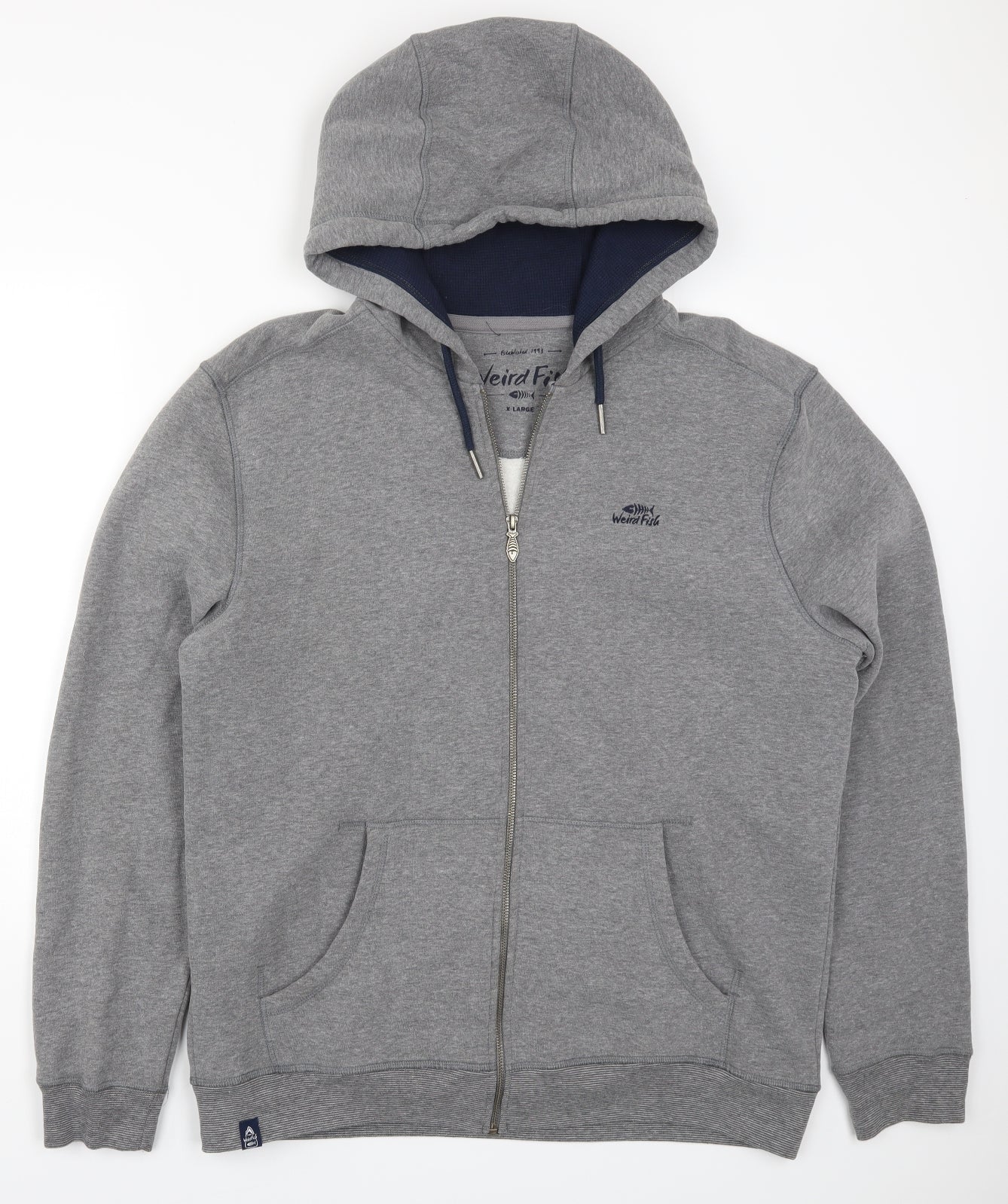 Weird Fish Mens Grey   Full Zip Hoodie Size XL