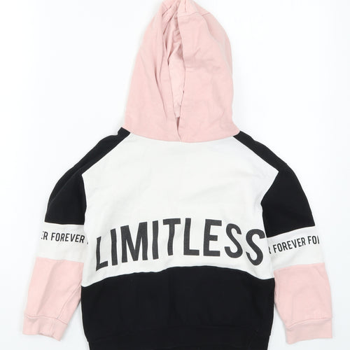 Pep&Co Girls Pink Colourblock  Pullover Hoodie Size 6-7 Years  - Limitless