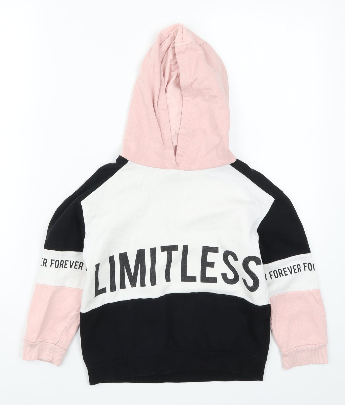 Pep&Co Girls Pink Colourblock  Pullover Hoodie Size 6-7 Years  - Limitless