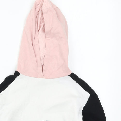Pep&Co Girls Pink Colourblock  Pullover Hoodie Size 6-7 Years  - Limitless