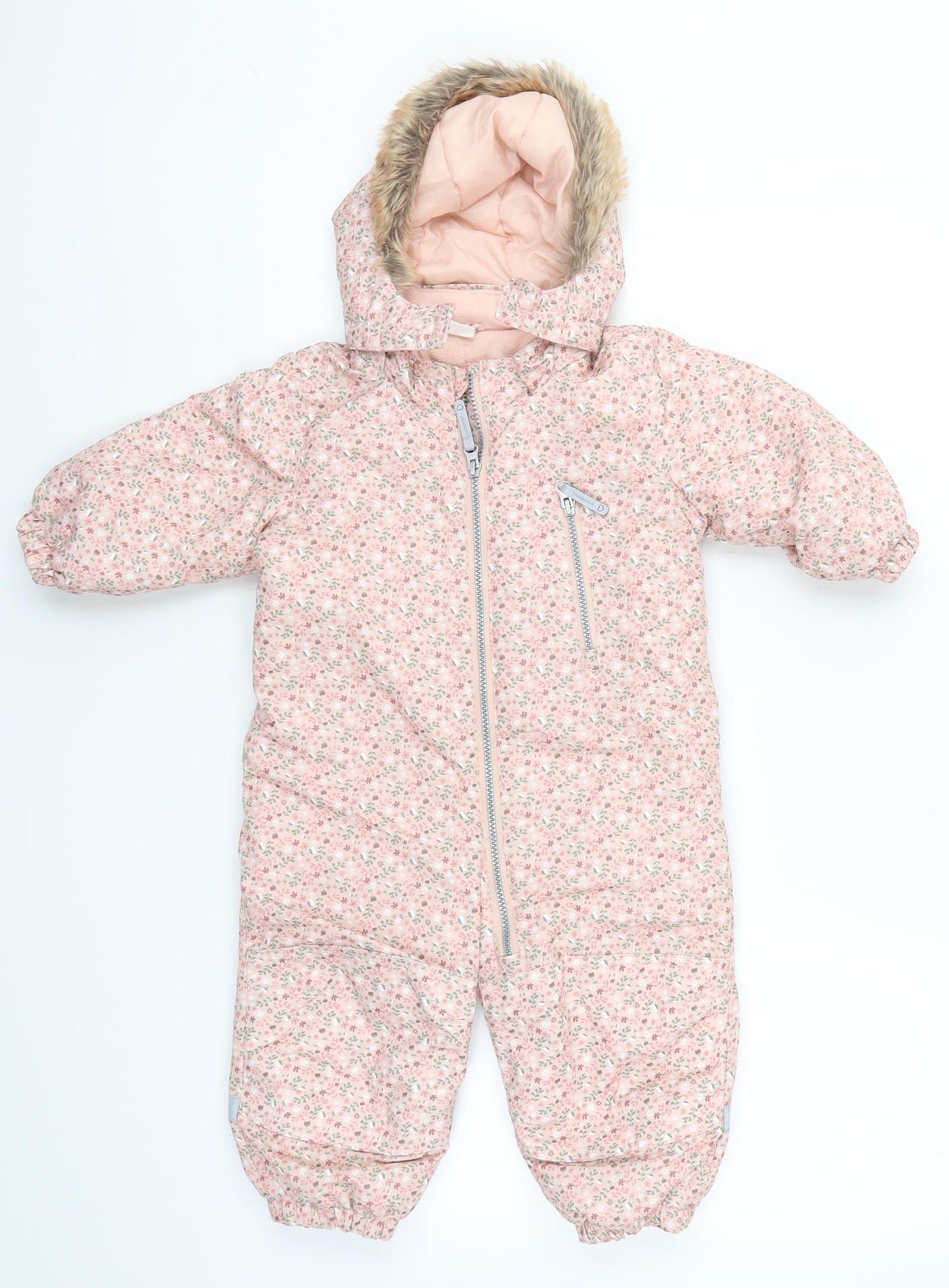 H&M Girls Pink Floral  Basic Coat Coat Size 9-12 Months