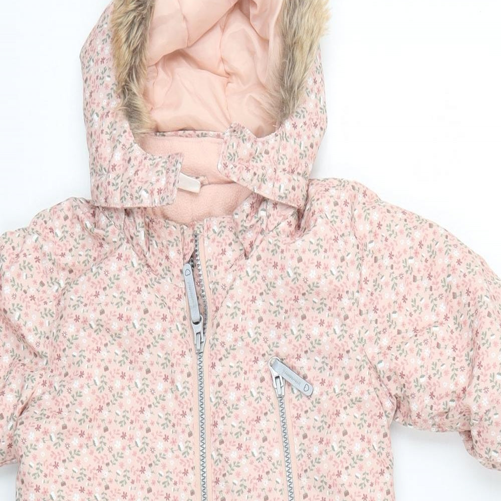 H&M Girls Pink Floral  Basic Coat Coat Size 9-12 Months