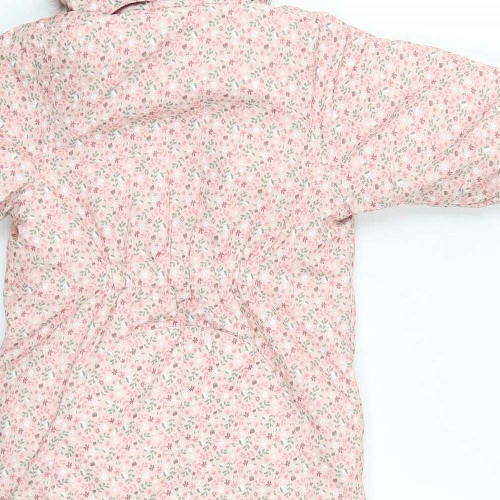 H&M Girls Pink Floral  Basic Coat Coat Size 9-12 Months