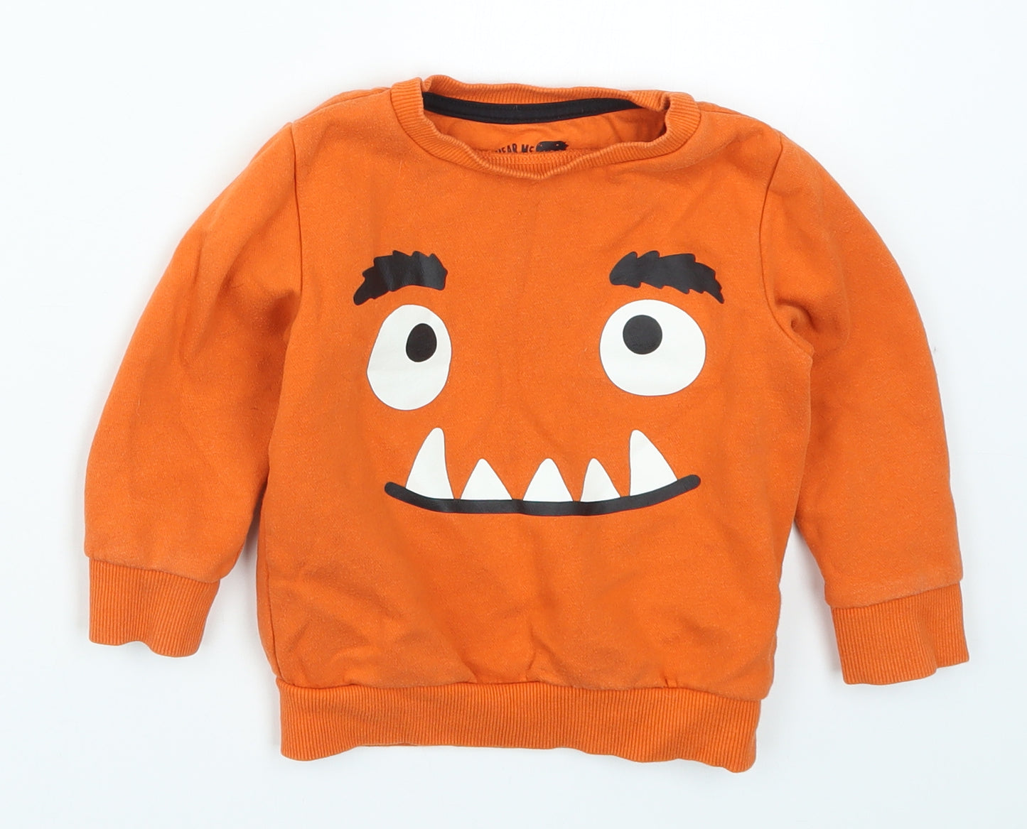 F&F Boys Orange   Pullover Sweatshirt Size 2-3 Years  - Monster