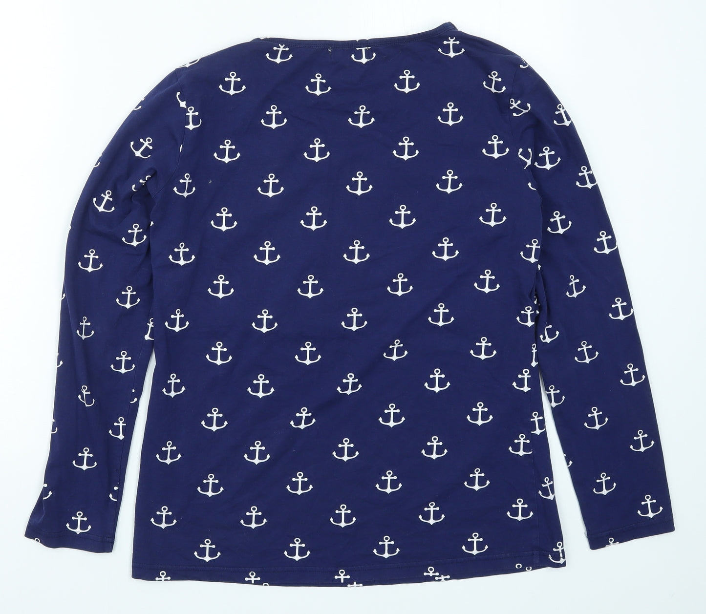 Hot Mama Womens Blue   Basic T-Shirt Size L  - Anchor Print Nursing Top