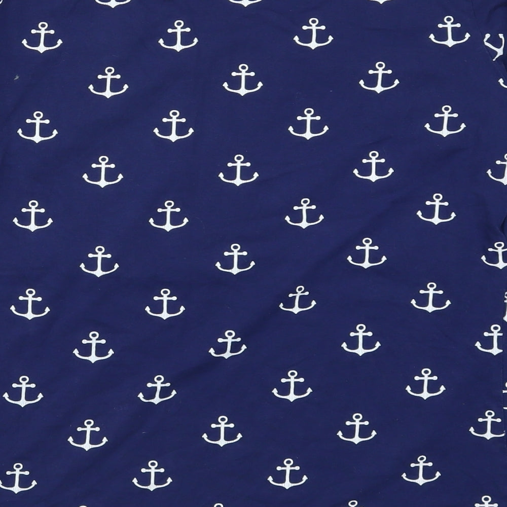 Hot Mama Womens Blue   Basic T-Shirt Size L  - Anchor Print Nursing Top