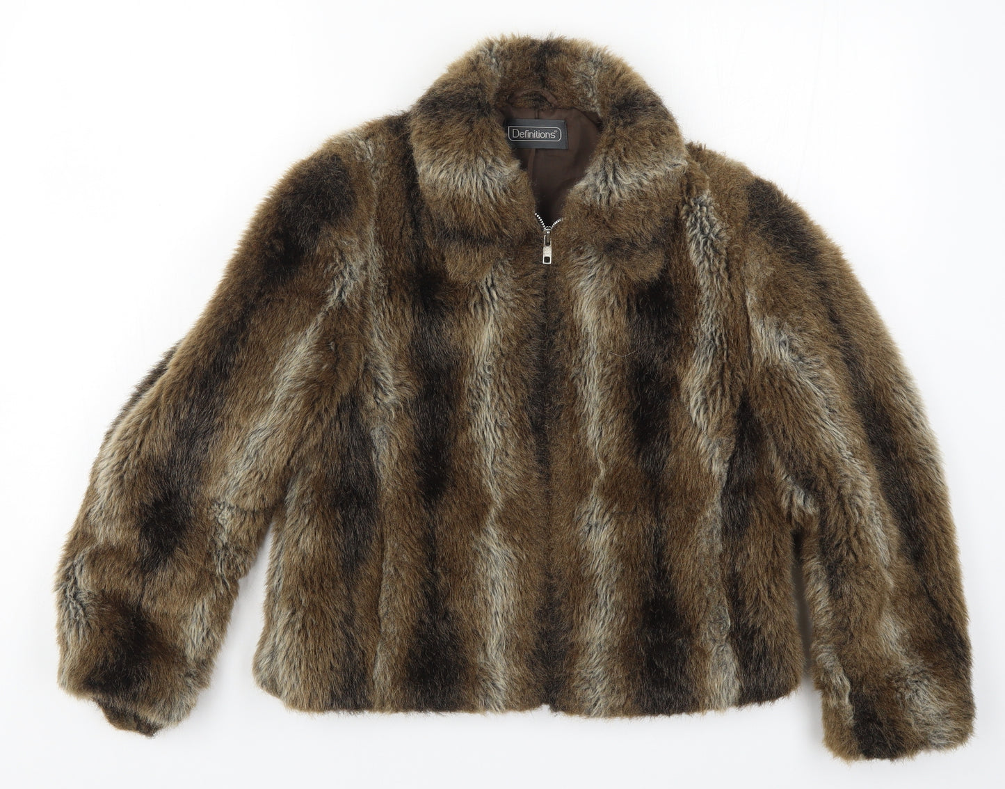 Definitions Womens Brown Striped  Jacket Coat Size 10