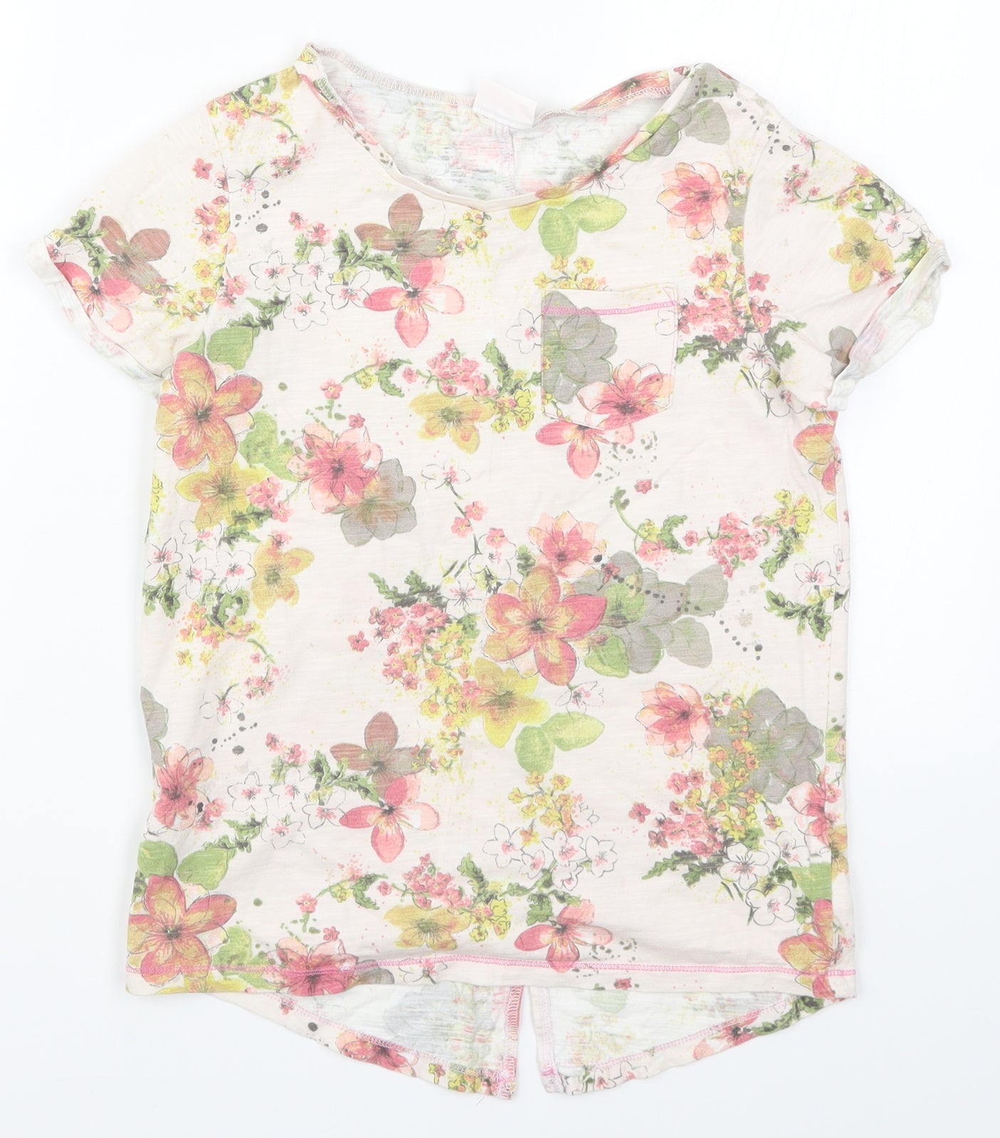 NEXT Girls Pink Floral  Basic T-Shirt Size 12 Years