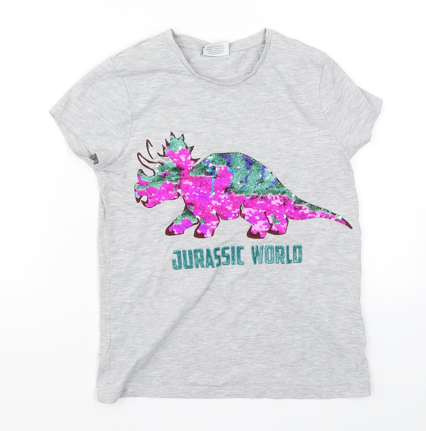 George Girls Grey   Basic T-Shirt Size 11-12 Years  - Jurassic World