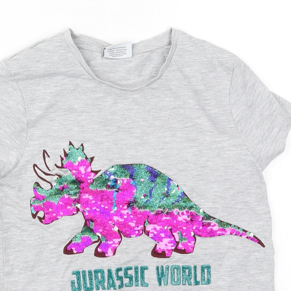 George Girls Grey   Basic T-Shirt Size 11-12 Years  - Jurassic World