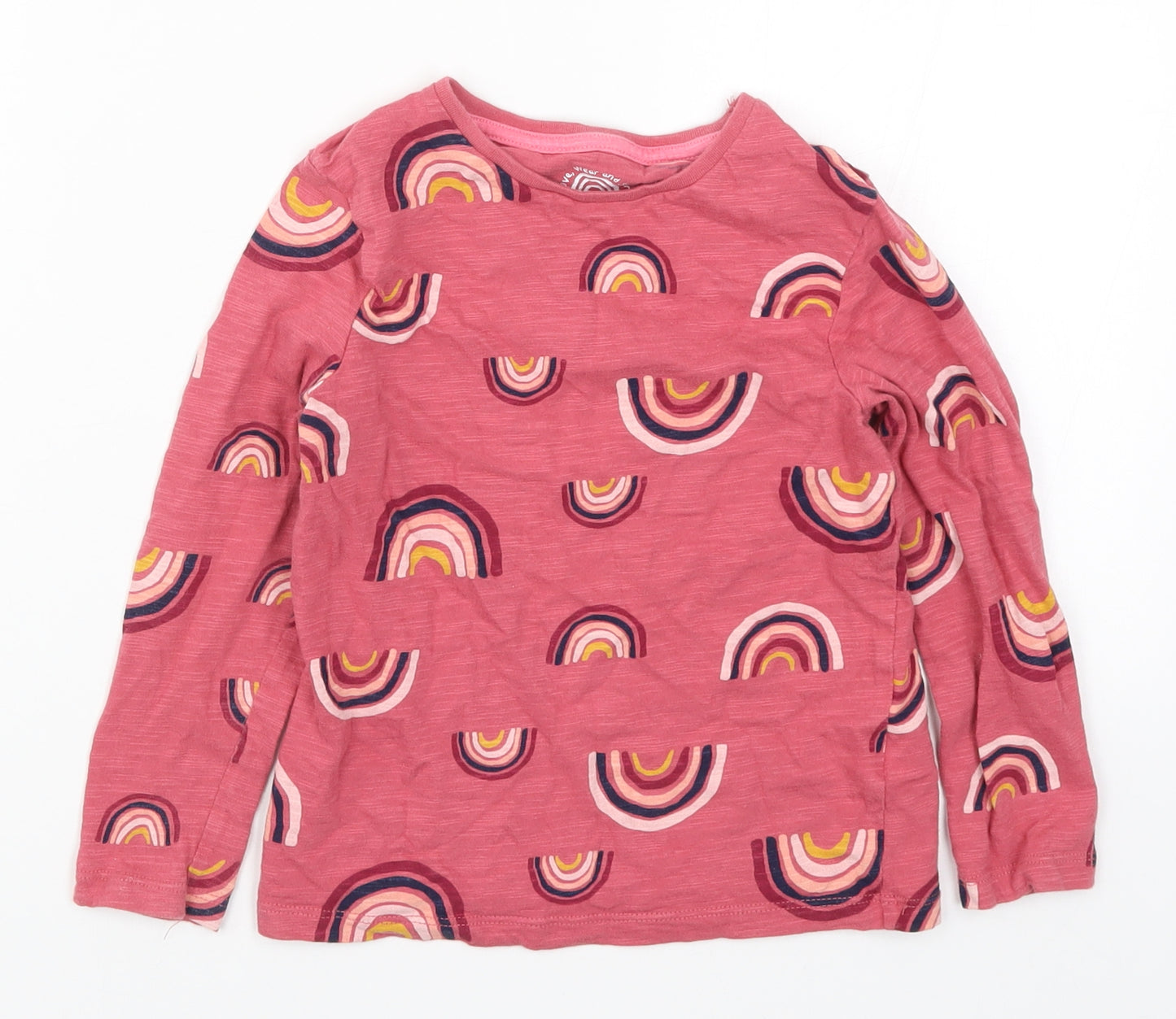 F&F Girls Pink   Basic T-Shirt Size 5-6 Years  - Rainbows