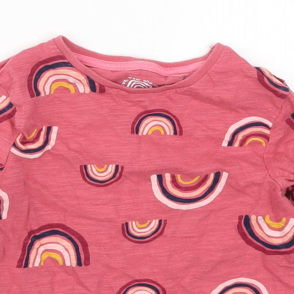 F&F Girls Pink   Basic T-Shirt Size 5-6 Years  - Rainbows